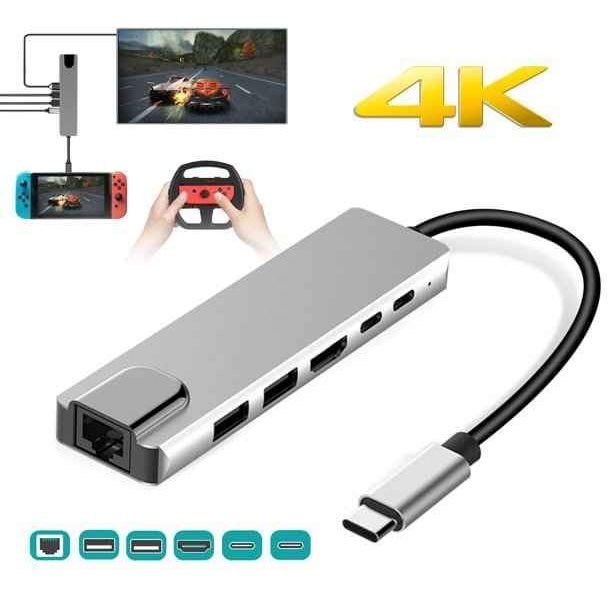 Adaptateur Hub usb type-C multifonction 6 en 1