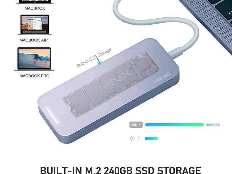 Hub USB-C multifonction Avec Ssd 240Go Intégré