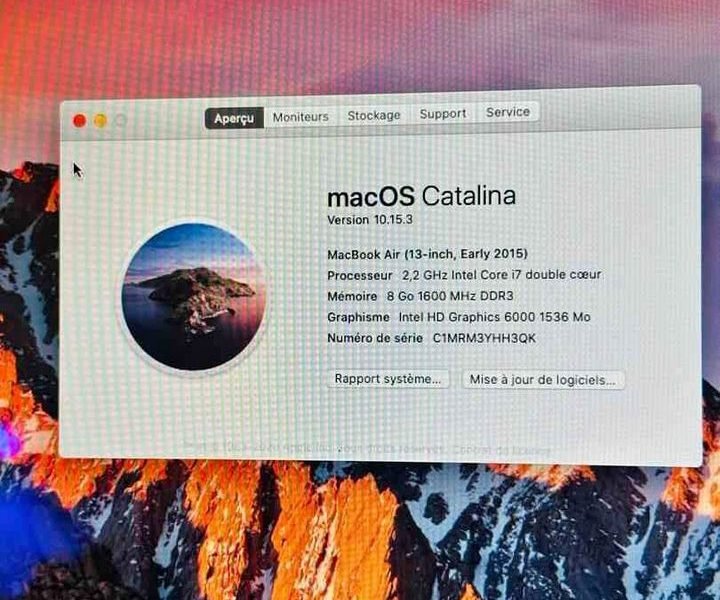 Macbook Air 2015 - Ultraslim🧑‍💻▪️ Core i7 2.2ghz ~ 2.8ghz , +7h autonomie