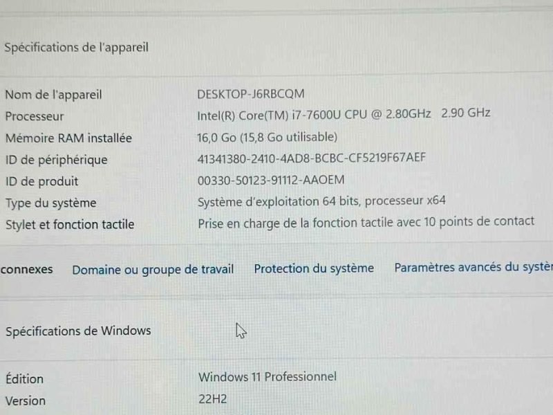 Lenovo Thinkpad T470 Tactile Gamer Core i7 2.9ghz Graphique 2GB ddi Core i7-7600U turbo 4.1ghz