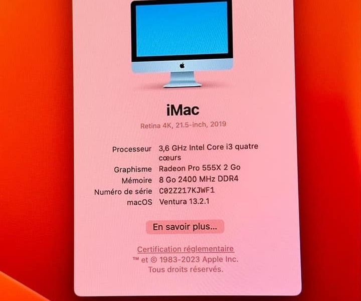 💥 iMAC Retina 4k 2019 ▪️ Ecran 4k XDR Retina 👁️ ▪️ 21,5 Pouce bord a bord▪️ Radeon 2gb, core i3