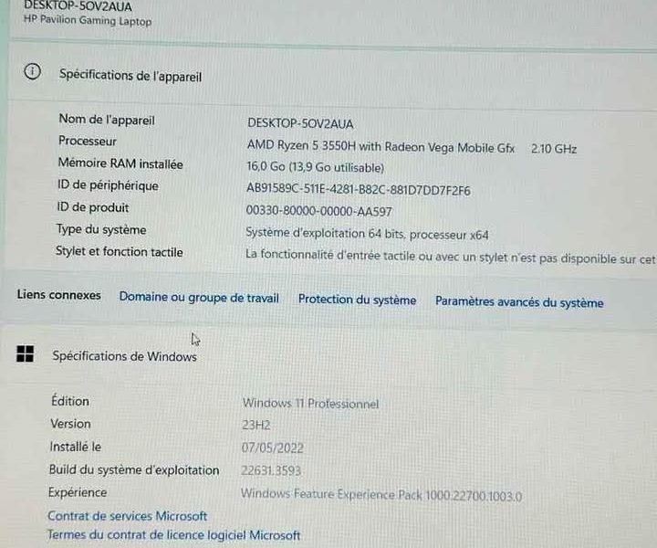 💥 HP Pavillion 15 Gaming 🎮 ▪️ Graphique GTX totale 6gb Dedié 10eme gen ryzen 5 turbo 4.4ghz