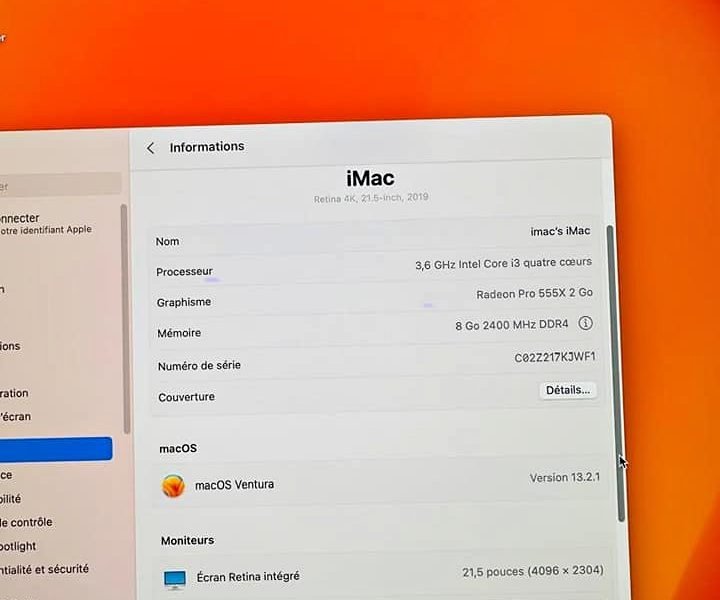 💥 iMAC Retina 4k 2019 ▪️ Ecran 4k XDR Retina 👁️ ▪️ 21,5 Pouce bord a bord▪️ Radeon 2gb, core i3