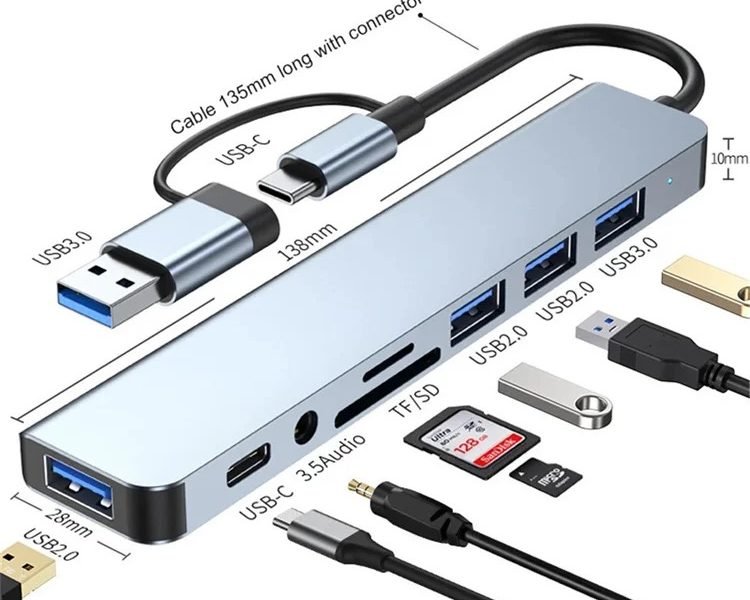 Adaptateur 8 en 1 Type C USB
