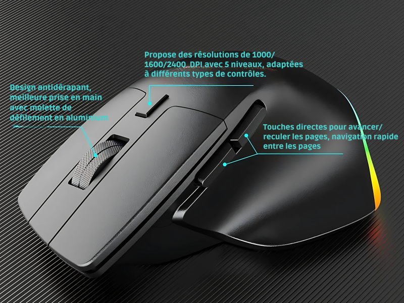 Souris de Jeu Sans Fil Ergonomique F9